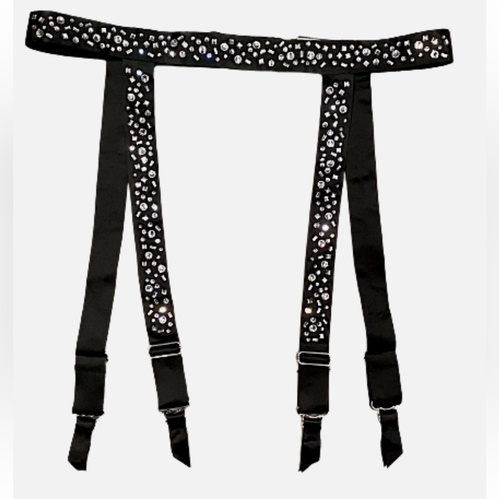 VICTORIAS SECRET | SATIN SHINE STRAP RHINESTONE GARTER BELT XS/S NWT